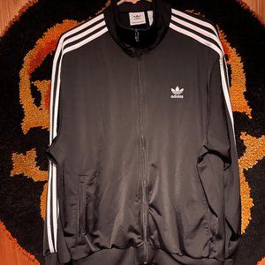 Adidas Black and White Mens Essential Warm-Up 3-Stripe Track Jacket